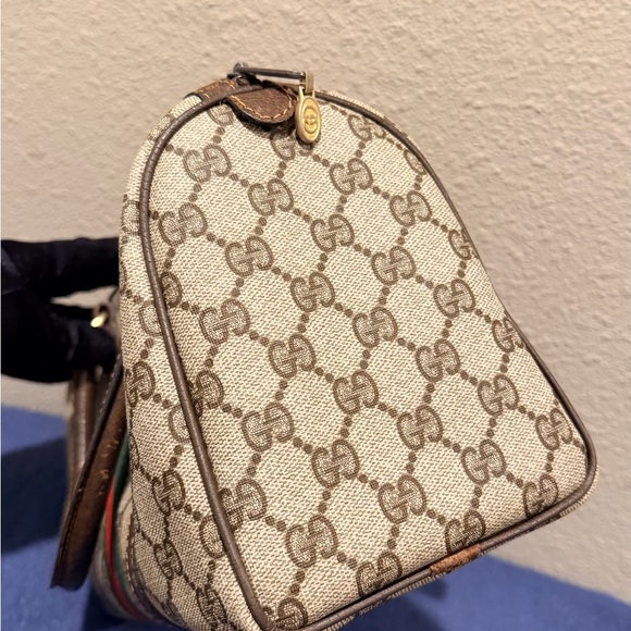 Gucci Boston Bag GG Supreme Monogram Canvas Signature Sherry Line Web Stripe - Picture 3 of 14